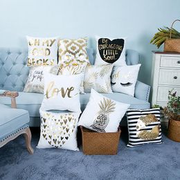 Super Soft Velvet Bronzing Cushion Cover Home Decor Gold Printed Decorative Throw Pillows LOVE Sofa Seat Car Pillow Case Cushion/Decorative