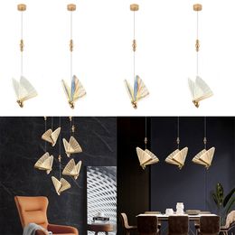 LED Butterfly Pendant Lamps Nordic Art Deco Colour Bedside Pendants Decorative Chandelier Kitchen Bedroom Cafe Living Room Indoor Single Head Ceiling Lamp