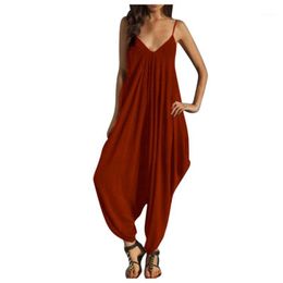 Women's Jumpsuits & Rompers Seelvelees Long Pants For Women 2021 Elegant Fitness Short Sleeve Boho Playsuit Sexy Club Overalls