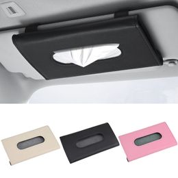 Car Sun Visor Tissue Box Holder Auto Interior Storage Organiser Mask Box Container Decoration For Universal Car Accessories PU Leather
