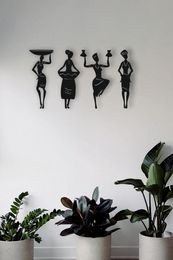 Wall Stickers African Women Wooden Decor Set Painting Portrait Wood Laser Cut Living Room Bedroom Home Office Decoration Art Design Gift