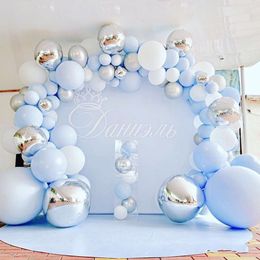 NEWBlue Silver Macaron Metal Balloon Garland Arch Happy Birthday Party Decoration Kids Wedding Birthday Baloon Baby Shower Boy Girl EWF7898