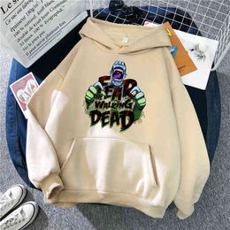 Anime The Walking Dead Print Man Hoodie Harajuku Fleece Oversize Hooded Clothing Mens Fashion Cartoons Hoody Anime Punk Hoodies H1227