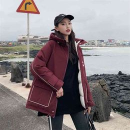 Korea Fashion Women Winter Jacket Padded Warm Thicken Oversize Parka Hooded Loose Casual Parkas Mujer Invierno D270 210512