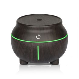USB Wood Grain Humidifier 7 Colour LED Night Light Touch Sensitive Aroma Essential Oil Diffuser Air Purifier Mist Maker for Office