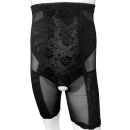 Men's Body Shapers Shapewear Sissy Shaper Abdomen Panties Open Crotch Slim Waist Leg Tummy Trimmer Floral Lace Mens Control Boxer Underwear