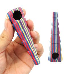 Natural Wooden Rainbow Pipes Dry Herb Tobacco Portable Philtre Handpipe Innovative Design Tree Tower Shape Hand Smoking High Quality Wood DHL Free
