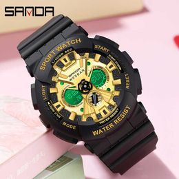 SANDA LED Digital Electronic Watch Men's Dual Display Sports Waterproof Chronograph Ladies Watch Luminous Clock Orologio da uomo G1022