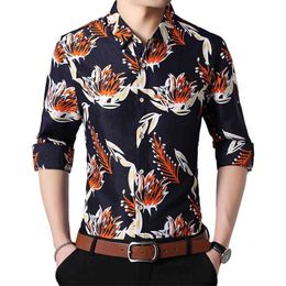 Men Fall Fashion Men Shirts Designer Long Sleeve Man Floral Printing Shirts Big Size Camisa Social 5XL 6XL 7XL 210528