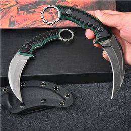 New High End M27 Karambit Knife DC53 Black/White Stone Wash Blade Full Tang G10 Handle Fixed Blade Claw Knives With Kydex