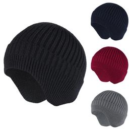 Winter Earmuff Cap Men's Outdoor Knitted Cycling Hat Women's Korean Warm Beanies Windproof Earflaps Bonnet Hats