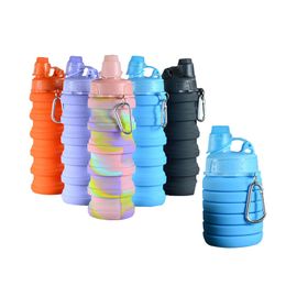 -Wasserflaschen Multifunktions-Haustier-Silikon-Klappschüssel Reisen im Freien tragbare Lebensmittel-Hunde-Sport-Wasser-Flasche BJLZ