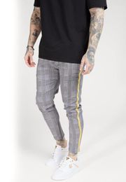 Men's Pants SikSilk Checked Side Stripe Casual Trousers