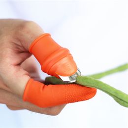 Silicone Thumb Knife Finger Protector Vegetable Harvesting Knife Plain Blade Scissors Cutting Rings Garden Gloves