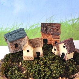 Decorative Objects & Figurines 4PCS/Set Miniature Fairy Garden Stone Houses Mini Cottage House Miniatures Decor Accessories Gardening Decora