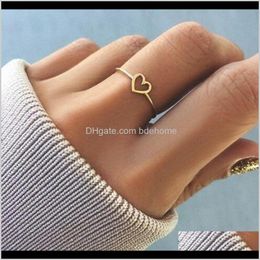 shaped wedding bands UK - Band Rings Jewelry Drop Delivery 2021 Minimalist Copper Rose Gold Sier Color Heart Shaped Wedding Woman Love Finger Ring For Friend Ifdm0