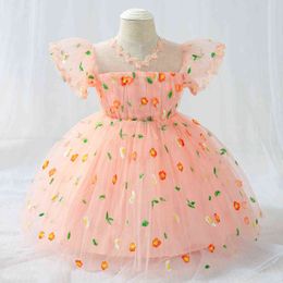 Flower Bridesmaid Dresses for Kids Baptism Birthday Dress for 1 Year Baby Girl Party Wedding Kid Clothes Evening Princess Dress G1129