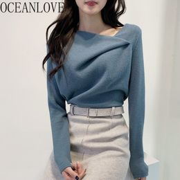 Pull Femme Hiver Solid Office Lady Elegant Autumn Winter Sweaters Women Irregular Korean Chic Pullovers Female 18867 210415