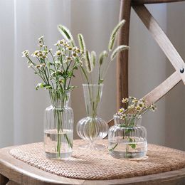 Nordic Glass Flower Vase Bubble Bottle Shaped Flower Bottle Home Decor Creative Transparent Hydroponic Vase Wedding Table Decor 210623