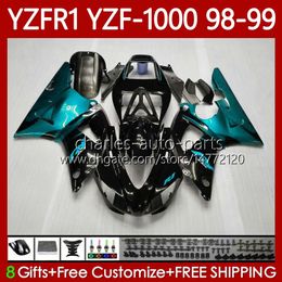 OEM Fairings For YAMAHA YZF-R1 YZF1000 Cyan Flames YZF R 1 1000 CC YZFR1 98 99 00 01 Bodywork 82No.83 YZF R1 1000CC 1998 1999 2000 2001 YZF-1000 98-01 Motorcycle Body Kit