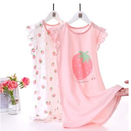 Girls Nightgown Pyjamas 2-14 Years Girl Dress Short Sleeved Summer Kids Nightdress Cute 100% Cotton Child Toddler Sleeping 210915