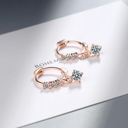Women's Fashion Lovely Simple Hoop Earrings Dazzling Crystal Zircon Small Huggies With Tiny Pendants Cute Charming Earring Gifts & Huggie