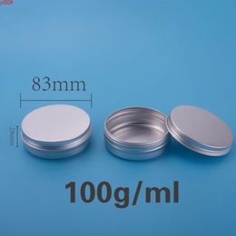 100ml Cosmetic Cream Sample Jar Metal Aluminium Round Tin Cans Box Hair Conditioner Empty Makeup Tool 30pcs/lot Screw Thread Lidjars