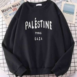 Palestine No Paris Gaza Printing Hoodie Loose Vintage Streetwear Soft Fashion Men Hoodies Large Size Male Sweatshirt H1218