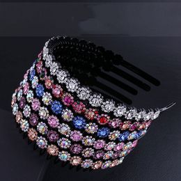 Full Rhinestone Headbands Hair Accessories For Women Girls Female Hair Hoop Adult Crystal Toothed Thin Headband Simple Summer