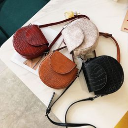 Crossbody Bag for Women Messemger Bags Pu Leather Round Handbag Women Vintage Half Moon Ins Fashion Drop Shipping