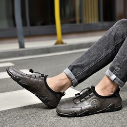 Fashion Men Sneakers Handmade Casual Shoes Leather Men Loafers Luxury Brand Moccasins Breathable Male Walking Shoes Plus Size 46