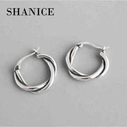 SHANICE 925 Sterling Silver Hip Hop Round Earrings for Women Large Circle Twist Piercing Hoop Earring Dropship Suppliers