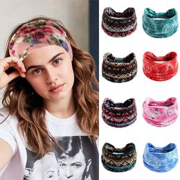 Elastic Sports Headbands Cashew Flower Pattern Hair Band Yoga Headband Turban Elastic Bandanas Headwear Summer Girl Headbands