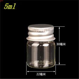 100 pcs 22x30 mm 5 ml Spiral Mouth Aluminum Cap Mini Glass Bottles Essential Oil Incense Vials Wishing Stars Bottlesgood qty