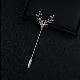 Crystal Leaf Fashion European And American Unisex High-End Micro-Inlaid Gem Pin Brooch Elegant Accessory