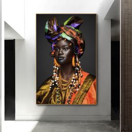 Modern style African wall art canvas painting black women posters and prints wall pictures for bedroom Cuadros home decoration