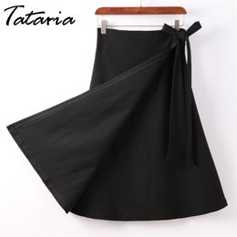Tataria High Waist Women Skirts Plus Size 4XL Loose A-Line Sexy Skirt Womens Split Slim Office Lady Workwear Solid Ladies 210514
