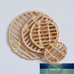 Wood Placemat Coaster Kitchen Table Bowl Mats Durable Hand Woven Insulation Coffee Cup Coaster Teapot Mat Kitchen Decoration