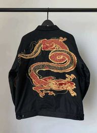 Men's Jackets 18fw work robe embroidered dragon pattern Chinese style plus cotton jacket