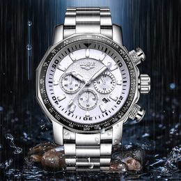 LIGE Silver Mens Watches Top Brand Luxury Clock Waterproof Military Sports Watch Men Full Steel Quartz Clock Reloj Hombre 210527