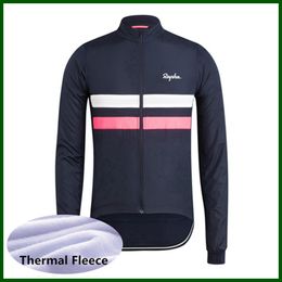 Pro Team RAPHA Cycling Jersey Mens Thermal Fleece Long Sleeve Mountain Bike Shirt Road Bicycle Tops Sports Uniform Racing Clothing Outdoor Sportswear Y21050609