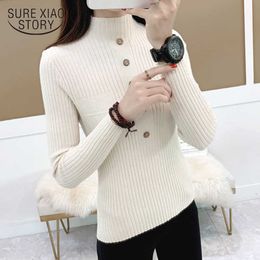 Autumn Winter Solid Sweaters for Women Slim Half-Collar Sweater Vest Casual Turtleneck Pullover Knitted Women Sweaters 11040 210528