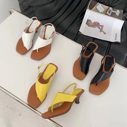 Fashion Women Sandals Clip Toe Solid Colour Back Strap Elegant Women Sandals Black/Yellow/White Party Sandals Slides Dress Shoes 210513