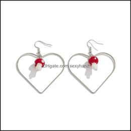 Dangle & Chandelier Ins Simple Geometric Love Earrings Retro Port Style Red Ceramic Mushroom Ear Hooks European And American Jewelry Drop De