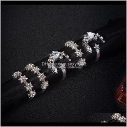 Cluster Bohemia Crystal Star Moon Ring Knuckle Stacking Midi Summer Women Rings Fashion Jewelry Will And Andy Gift 7K69U 5X2Av