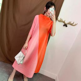 Women Pleated Dress Medium Length Slim And Loose Large Sleeveless Hem Plus Size Clothing For Casual Dresses