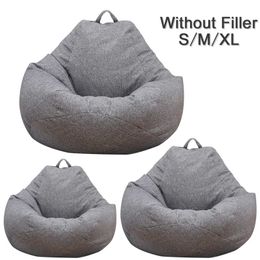 Large Small Lazy Sofas Cover Chairs without Filler Linen Cloth Lounger Seat Bean Bag Pouffe Puff Couch Tatami Living Room 211102