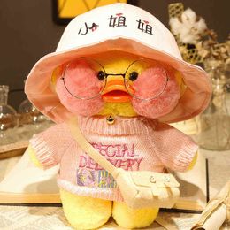 30cm Plush Lalafanfan Ducks Soft Toys Cute Ducks Doll Plush Toy Korean Netred Wearing Hyaluronic Acid Yellow Duck Pillow Gift Y211119