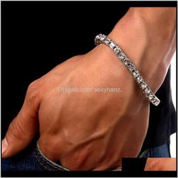 Drop Delivery 2021 Iced Out Gold Chain For Mens Hip Hop Damond Tennis Bracelets Jewelry Single Row Rhinestone Bracelet 8Inch Tlf9P