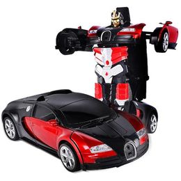 1:14 Electric Remote Control RC Stunt Car Gesture Sensor Transformable Robot Toy-blood red